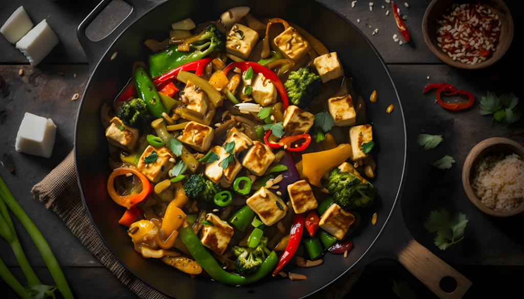 smażone tofu z warzywami