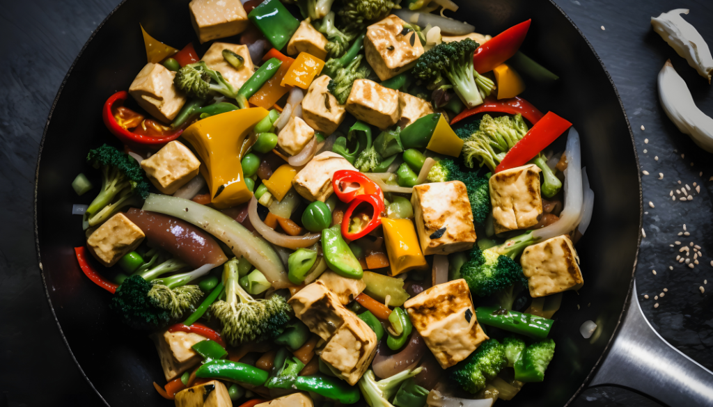 Smażone tofu z warzywami